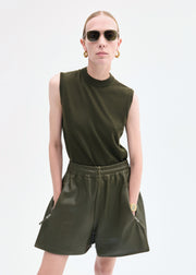 Combat Short in Leather - Olive - CO Collections